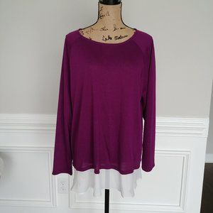 INC International Concepts Women's Faux-Layered Sweater 2X Purple
